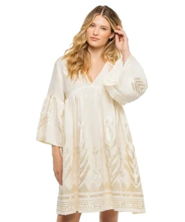 Embroidered Metallic Mini Dress