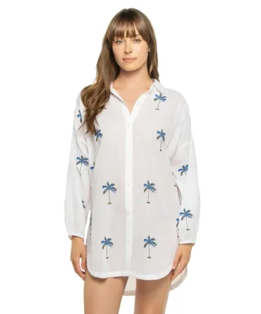 Embroidered Palm Boyfriend Shirt