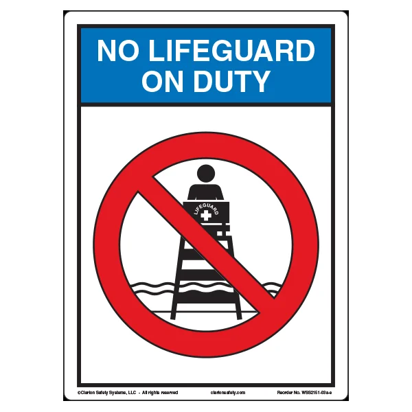 English-Spanish No Lifeguard On Duty Indoor Sign – 18 in x 13 in