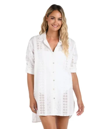 Eyelet Camp Shirt Dress