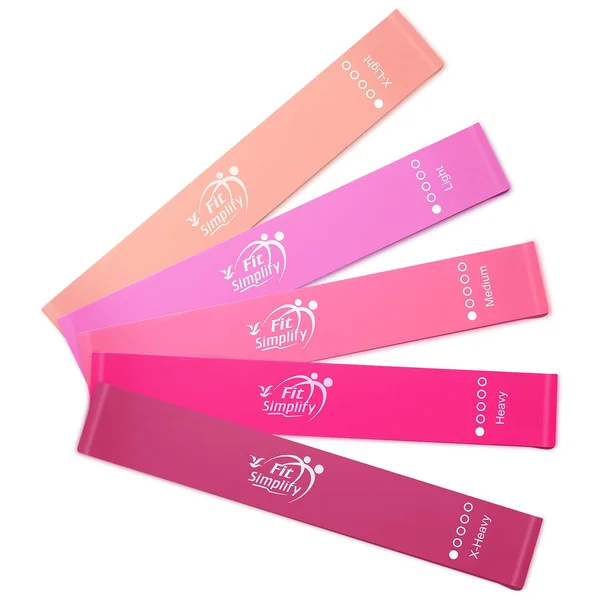 Fit Simplify Resistance Loop Exercise Bands Set of 5 (Pink)
