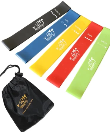 Fit Simplify Resistance Loop Exercise Bands Set of 5 with Instruction Guide, Carry Bag, eBook and Online Workout Videos