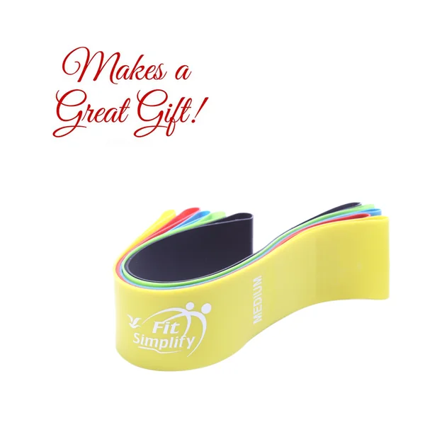 Fit Simplify Resistance Loop Exercise Bands Set of 5 with Instruction Guide, Carry Bag, eBook and Online Workout Videos