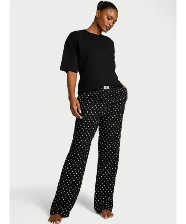 Flannel Short-Sleeve Long Tee-Jama Set