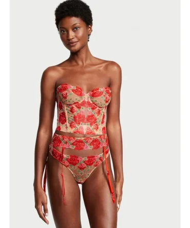 Floral Embroidery Garter Belt