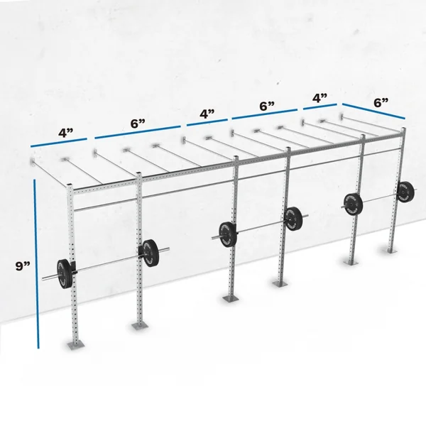Galvanized Wall-Mounted Expandable 9' Height Pull-Up Rig with Monkey Bar Option [Available 01/16/26]