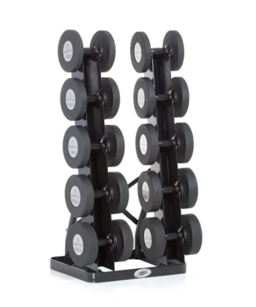 GEL-GRIP Urethane Dumbbells Black | 5 PAIR Vertical Pack (A)