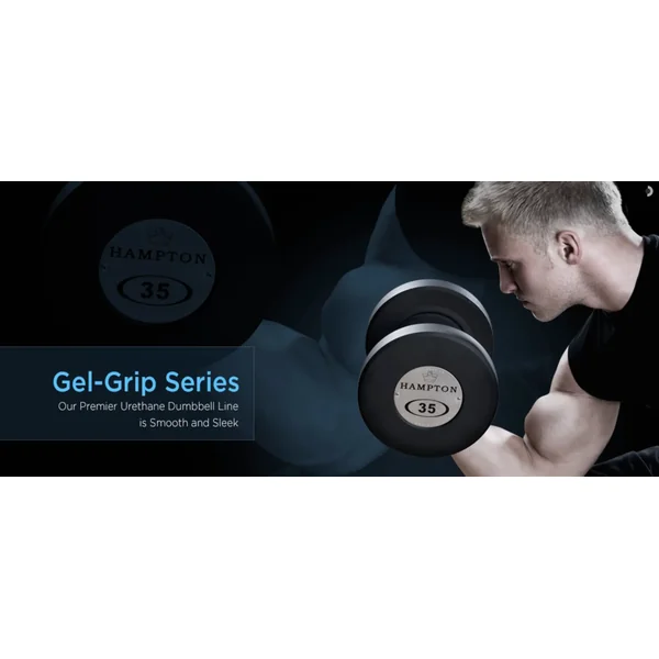 GEL-GRIP Urethane Dumbbells Black | 5 PAIR Vertical Pack (A)