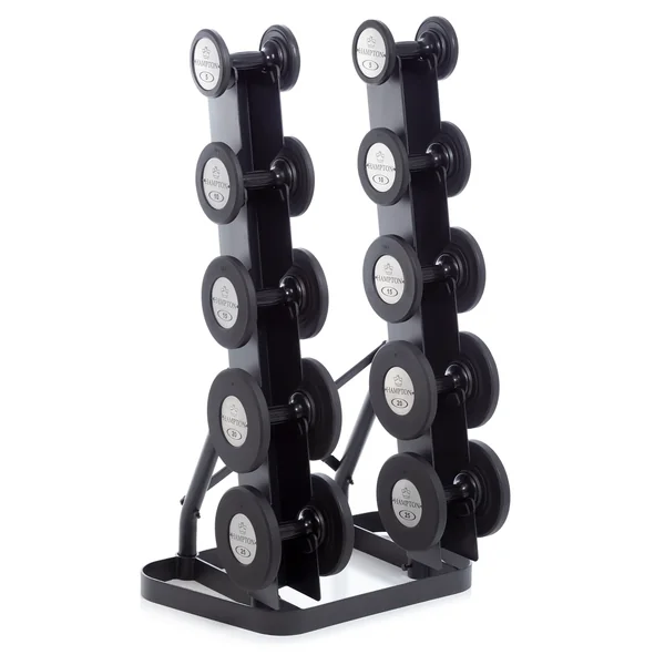 GEL-GRIP Urethane Dumbbells Black | 5 PAIR Vertical Pack (A)