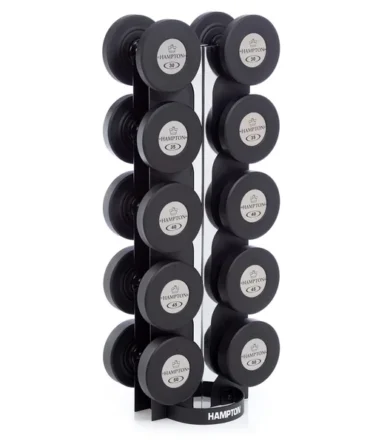 GEL-GRIP Urethane Dumbbells Black | 5 PAIR Vertical Pack (E)