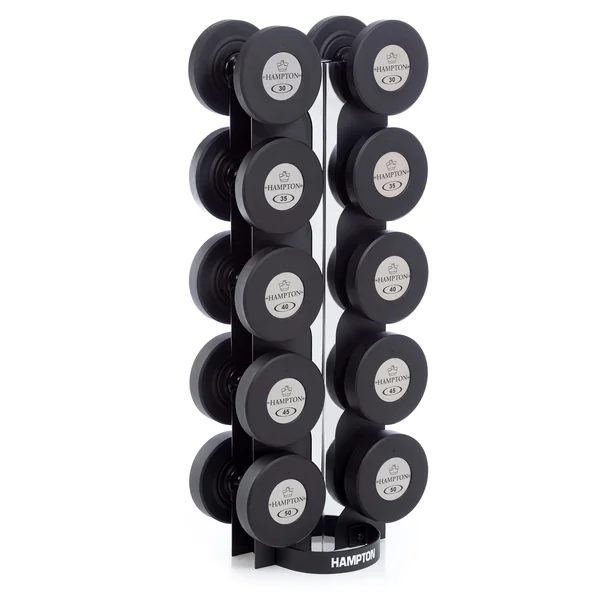 GEL-GRIP Urethane Dumbbells Black | 5 PAIR Vertical Pack (E)