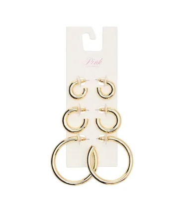 Gold 3-Pack Chunky Hoop Earring Set