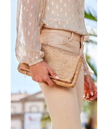 Gold Metallic Woven Clutch Bag