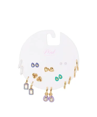 Gold Multi-Color 10-Pack Stud & Hoop Earring Set