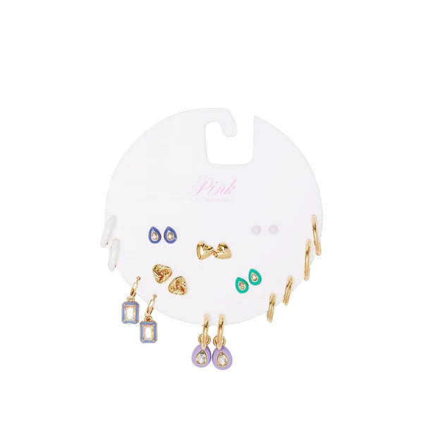 Gold Multi-Color 10-Pack Stud & Hoop Earring Set