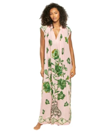 Hand Beaded Blooming Peonies Maxi Dress