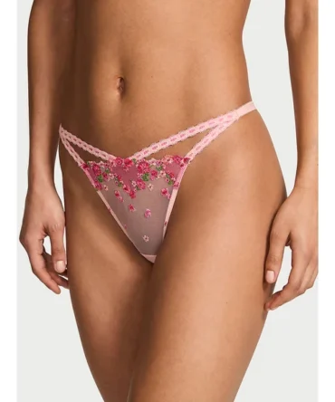 Hearts & Roses Embroidery Brazilian Panty