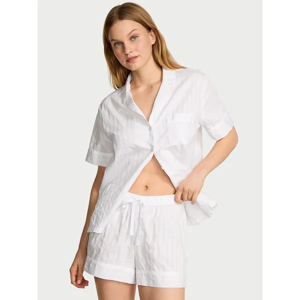 Heritage Cotton Shadow Stripe Short Pajama Set