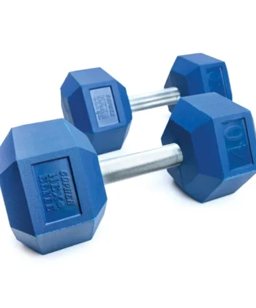 HexElite Rubber-Coated Color Dumbbells
