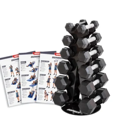 HexElite Rubber-Coated Dumbbell Sets