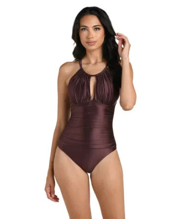High Neck Keyhole One Piece Swimsuit