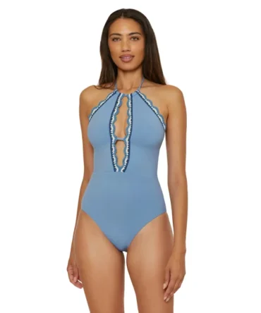 High Neck Plunge One Piece Swimsuit