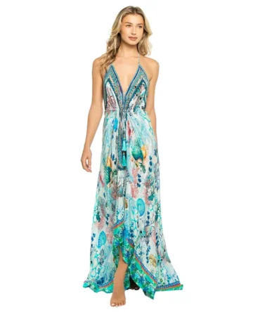 Hi-Low Halter Maxi Dress