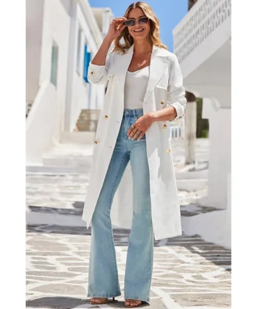 Ivory Longline Belted Trench Coat