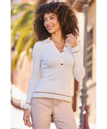Ivory & Neutral Contrast Trim Jumper