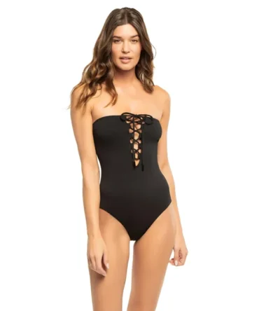 Joali Tie Front Bandeau One Piece Swimsuit