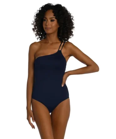 Lace Up One Shoulder One Piece Swimsuit