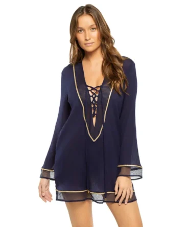 Lace Up V-Neck Tunic
