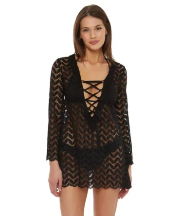 Lace-Up Crochet Tunic