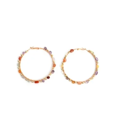 Large Stone Hoop Earrings