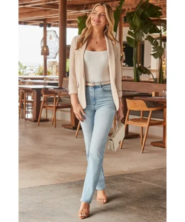 Light Wash Straight Leg Jeans