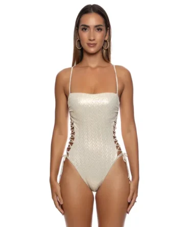 Liquid Voltage Lace-Up One Piece Swimsuit