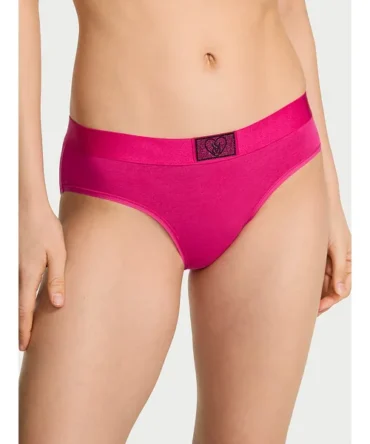 Logo Cotton Shine Patch Velvet Hiphugger Panty
