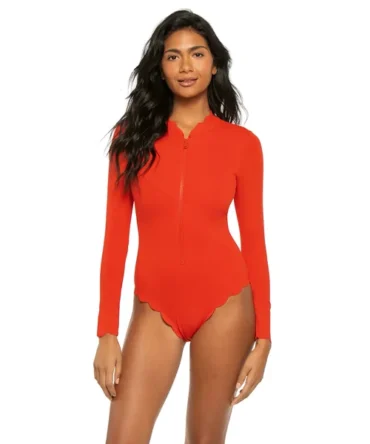 Long Sleeve Scallop One Piece