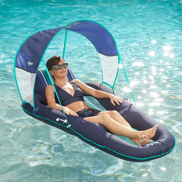 Luxury Lounge with Removable Canopy | Inflatable Pool Float Lounge