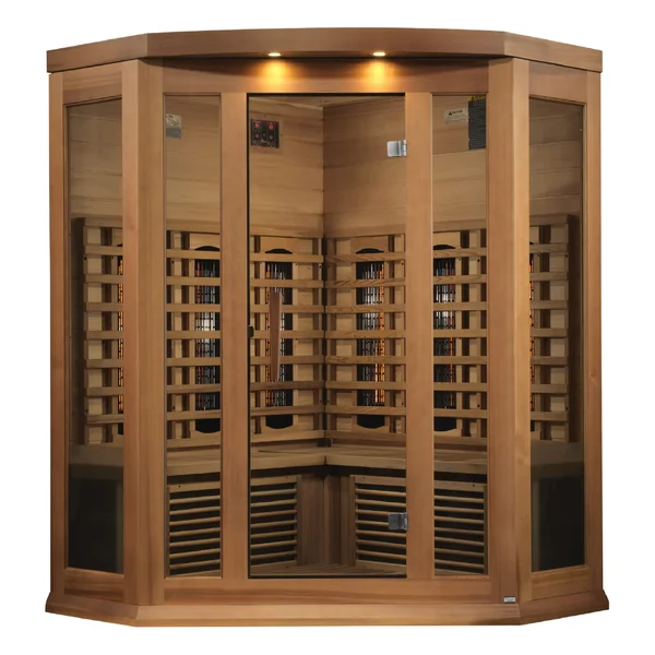 Maxxus 3 Person Corner Full Spectrum Infrared Sauna – Canadian Red Cedar