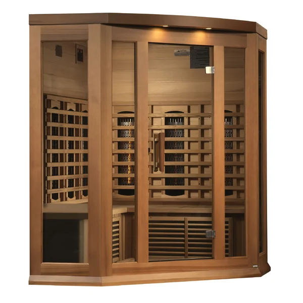 Maxxus 3 Person Corner Full Spectrum Infrared Sauna – Canadian Red Cedar