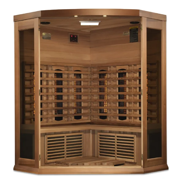 Maxxus 3 Person Corner Full Spectrum Infrared Sauna – Canadian Red Cedar