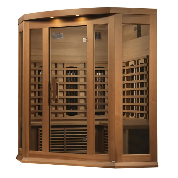 Maxxus 3 Person Corner Full Spectrum Infrared Sauna – Canadian Red Cedar