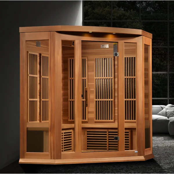 Maxxus “Avignon Edition” 3 Person Corner Near Zero EMF FAR Infrared Sauna – Canadian Red Cedar
