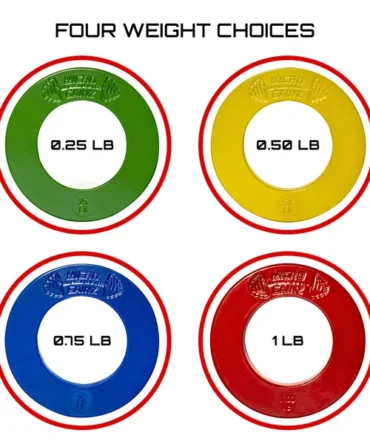 Micro Gainz Multi-Color Olympic Size Fractional Weight Plates Set of 8 Plates .25LB-1LB w/ Bag