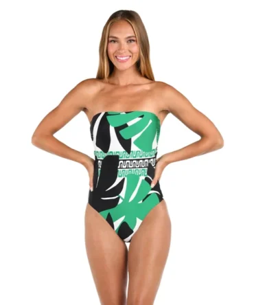 Monstera Bandeau One Piece Swimsuit