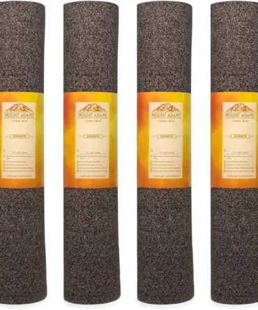 Mount Adams Granite XL 5mm Yoga Mats 4 Pack (72in x 26in x 1/5in) Natural Rubber & Cork