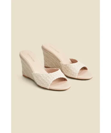 Natural Crochet High Heel Mules