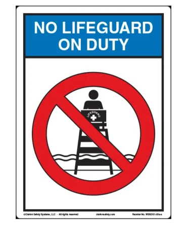 No Lifeguard On Duty Outdoor Sign – 13 in x 9.5 in