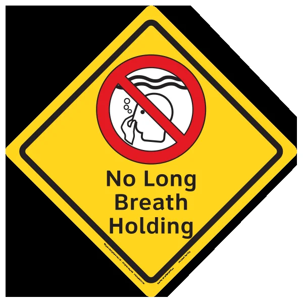 No Long Breath Holding Indoor Pool Safety Diamond Sign – 15.5 in x 15.5 in